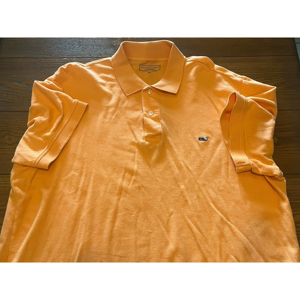 Vineyard Vines Polo Shirt Mens Size Extra Large XL Orange Peach Short Sleeves